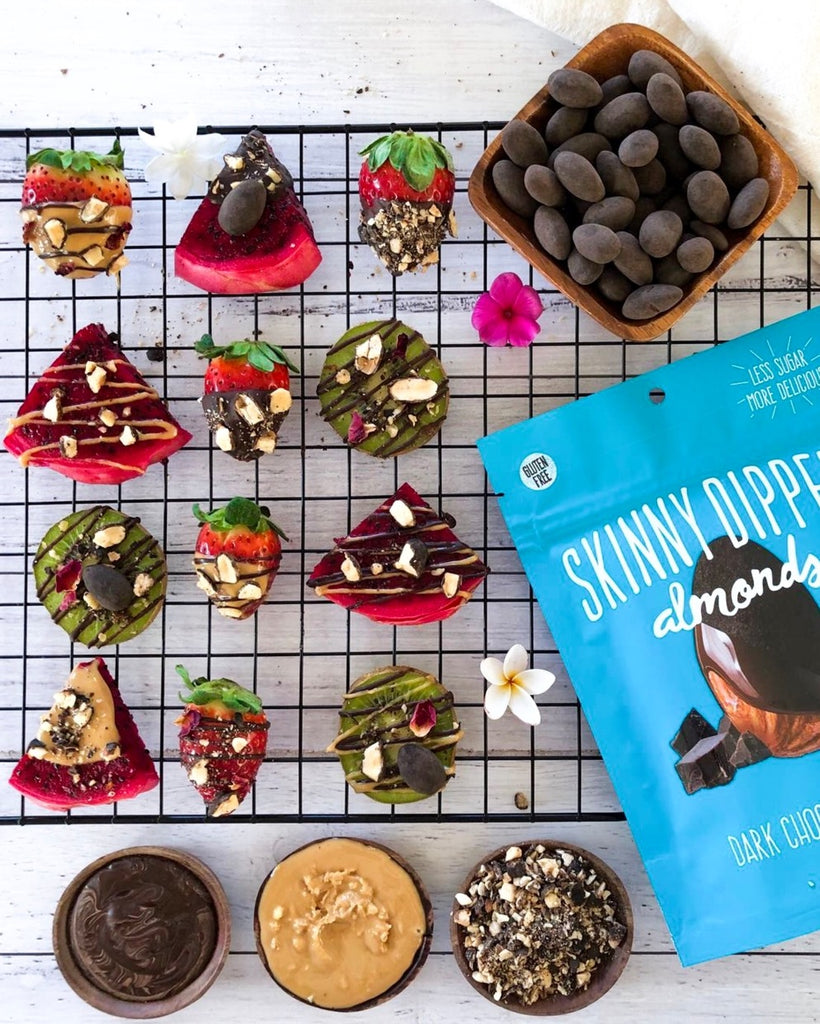 Chocolate Dipped Fruit and Nut Butter SkinnyDipped