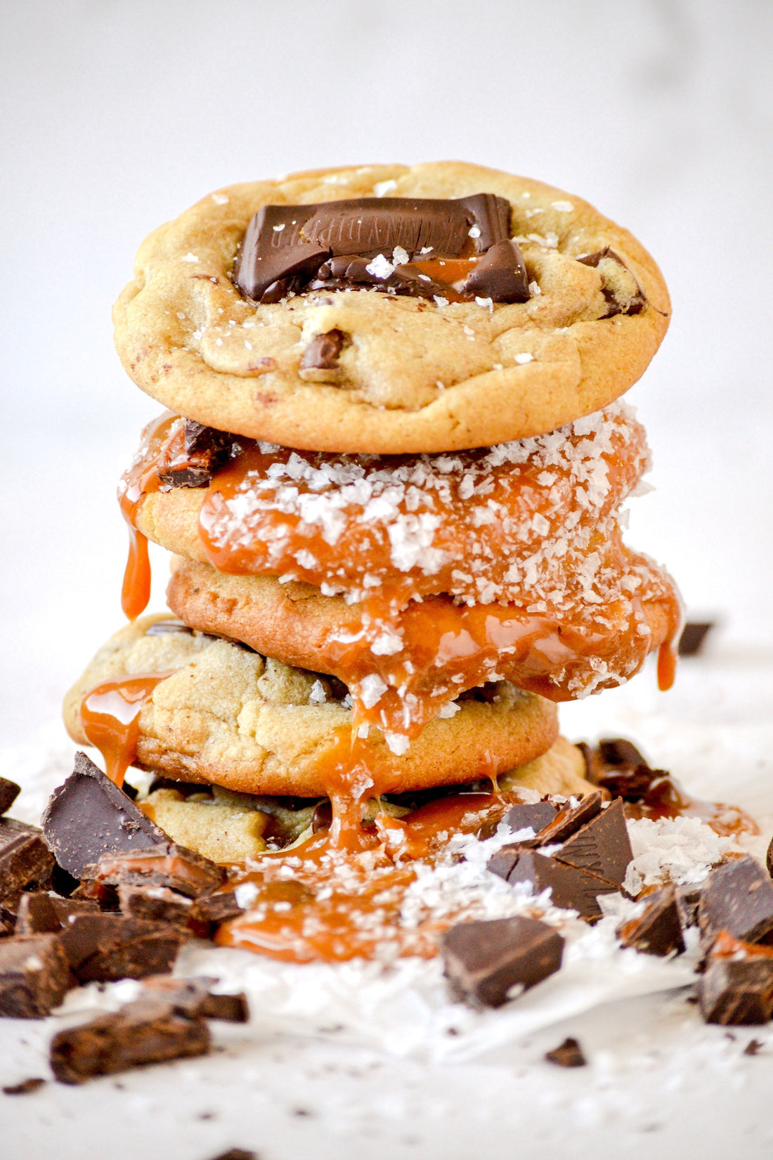 Salted Caramel Stuffed Chocolate Chip Cookies