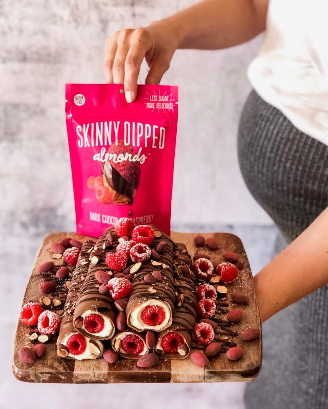 Mama’s Cocoa Crepes Topped with Raspberry Skinny Dipped