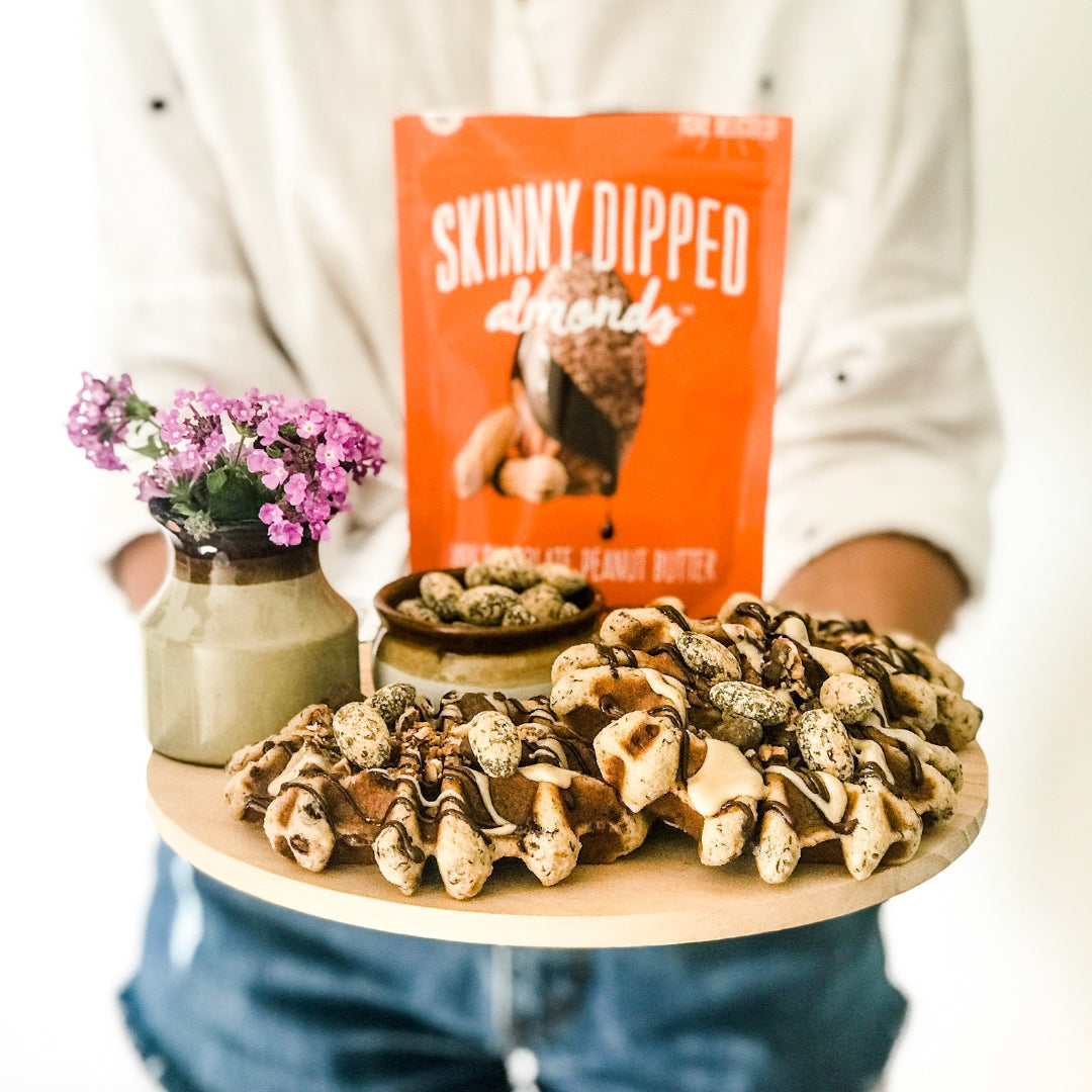 Peanut Butter Skinny Dipped Waffle Recipe