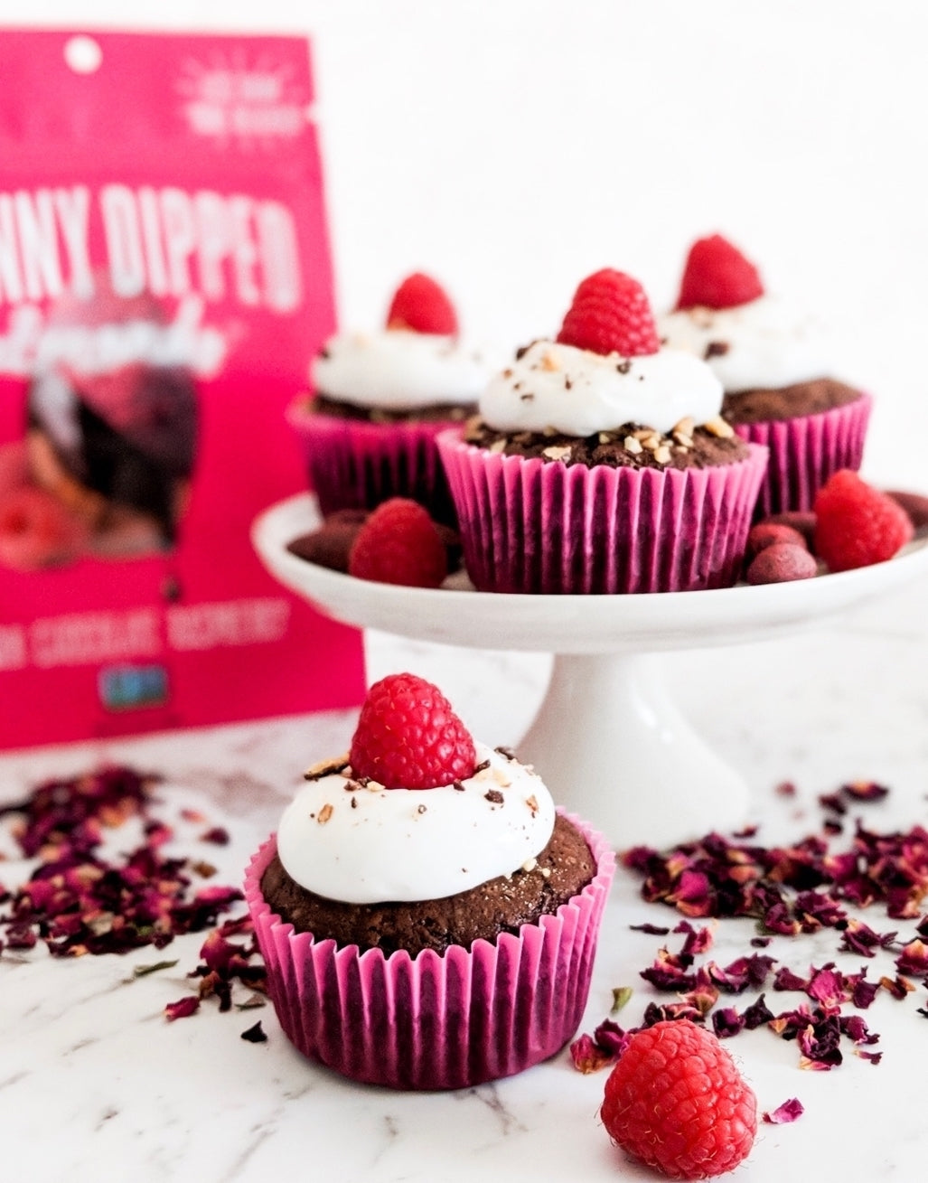 Flourless Dark Chocolate Raspberry Cupcakes