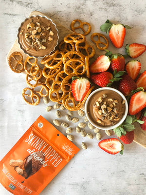 Chocolate Peanut Butter Skinny Dipped Almonds Hummus (GF)