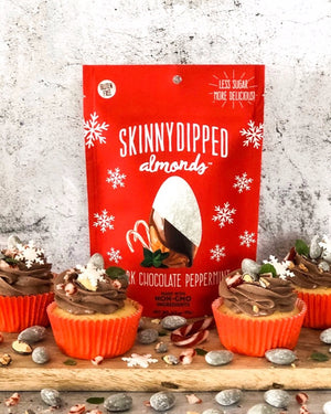 Skinny Dipped Almonds Chocolate Peppermint Cupcakes