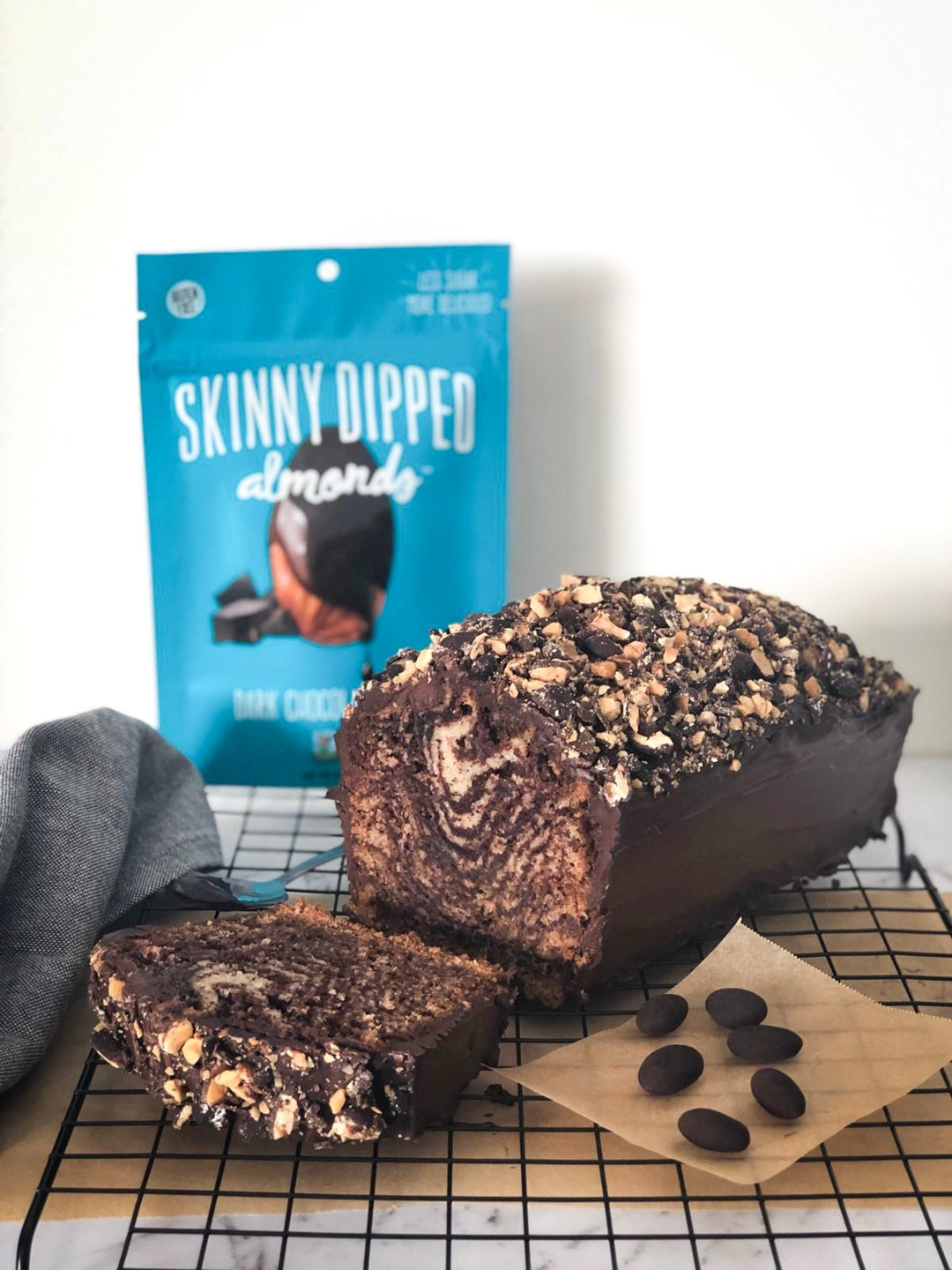 Coconut-Cocoa Marble Cake Covered with Dark Chocolate Cocoa Skinny Dipped